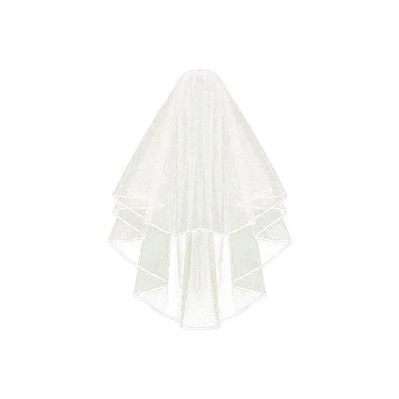 Bridal 2 Layer Wedding Veil with Comb Satin Edge Short Tulle for Women White Ivory - Beige V528-BRIDALWEDDING-IVORY-827299
