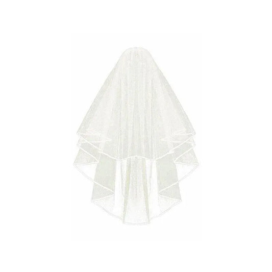 Bridal 2 Layer Wedding Veil with Comb Satin Edge Short Tulle for Women White Ivory - Beige V528-BRIDALWEDDING-IVORY-827299