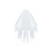 Bridal 2 Layer Wedding Veil with Comb Satin Edge Short Tulle for Women White Ivory - White V528-BRIDALWEDDING-WHITE-930311