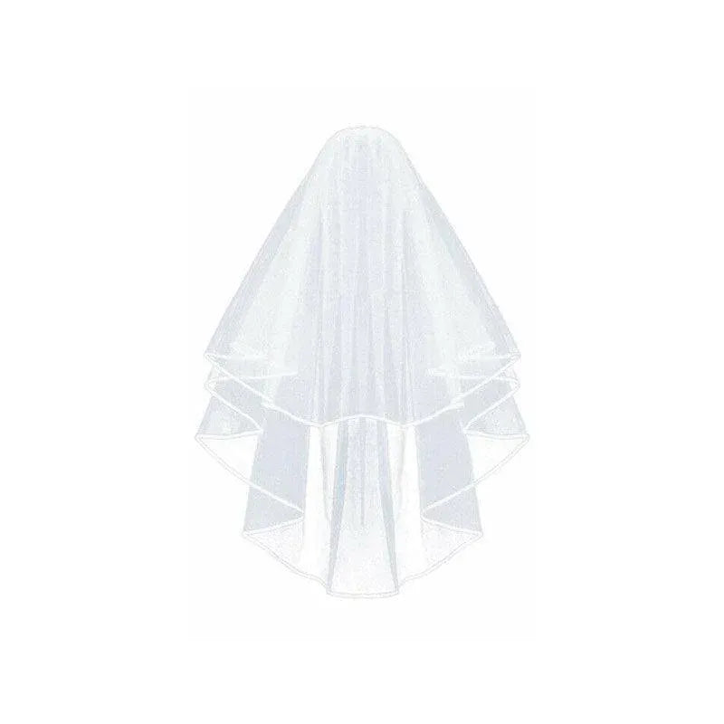 Bridal 2 Layer Wedding Veil with Comb Satin Edge Short Tulle for Women White Ivory - White V528-BRIDALWEDDING-WHITE-930311