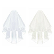 Bridal 2 Layer Wedding Veil with Comb Satin Edge Short Tulle for Women White Ivory - White V528-BRIDALWEDDING-WHITE-930311