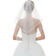 Bridal 2 Layer Wedding Veil with Comb Satin Edge Short Tulle for Women White Ivory - White V528-BRIDALWEDDING-WHITE-930311