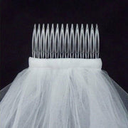 Bridal 2 Layer Wedding Veil with Comb Satin Edge Short Tulle for Women White Ivory - White V528-BRIDALWEDDING-WHITE-930311