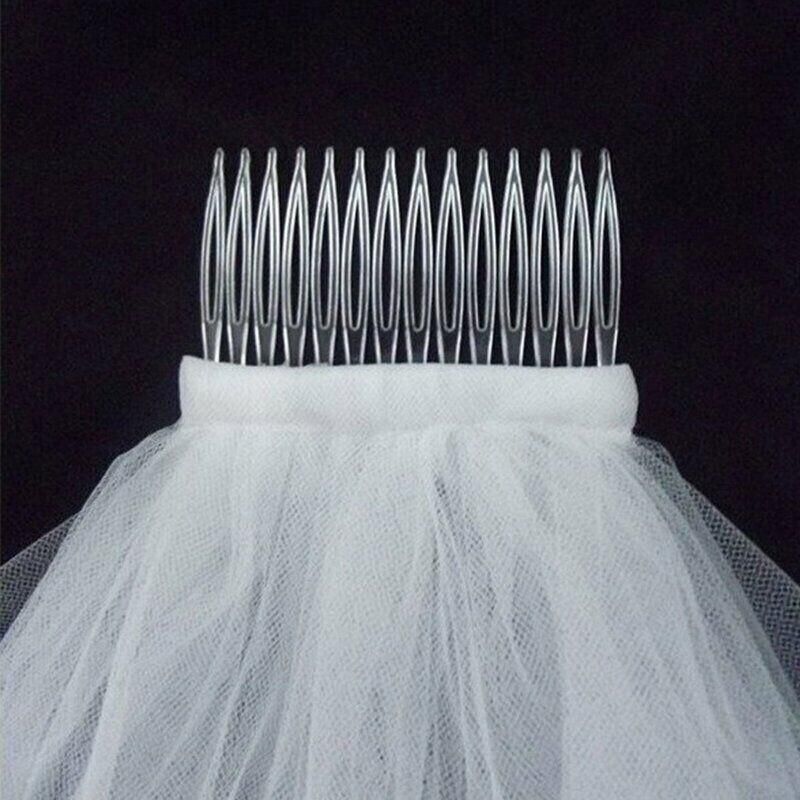 Bridal 2 Layer Wedding Veil with Comb Satin Edge Short Tulle for Women White Ivory - White V528-BRIDALWEDDING-WHITE-930311