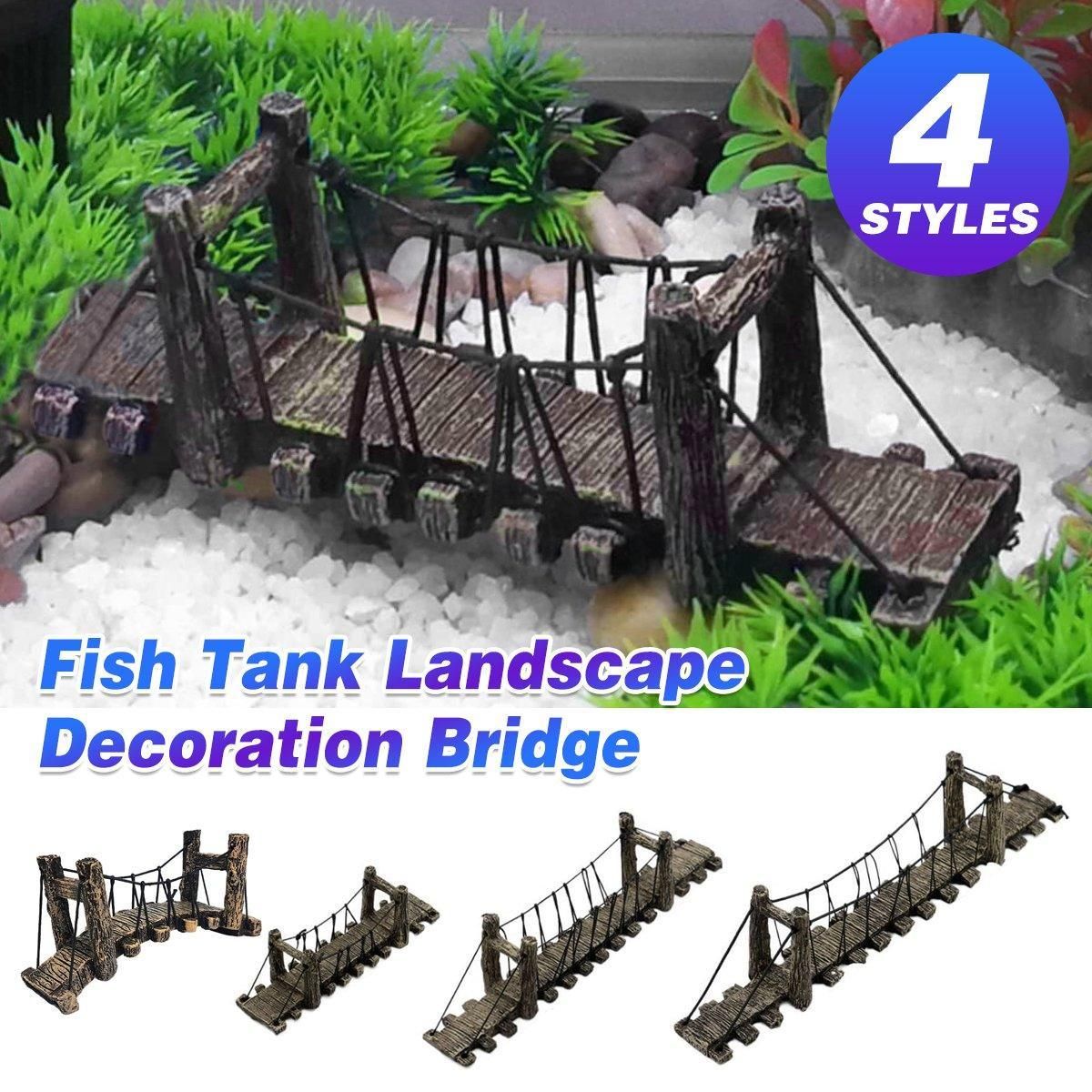 Resin Bridge Aquarium Decoration Fish Tank Accessories Shrimp Tortoise Climbing - Bent Rope Bridge-S V528-BRIDGE-BENT-S-216267