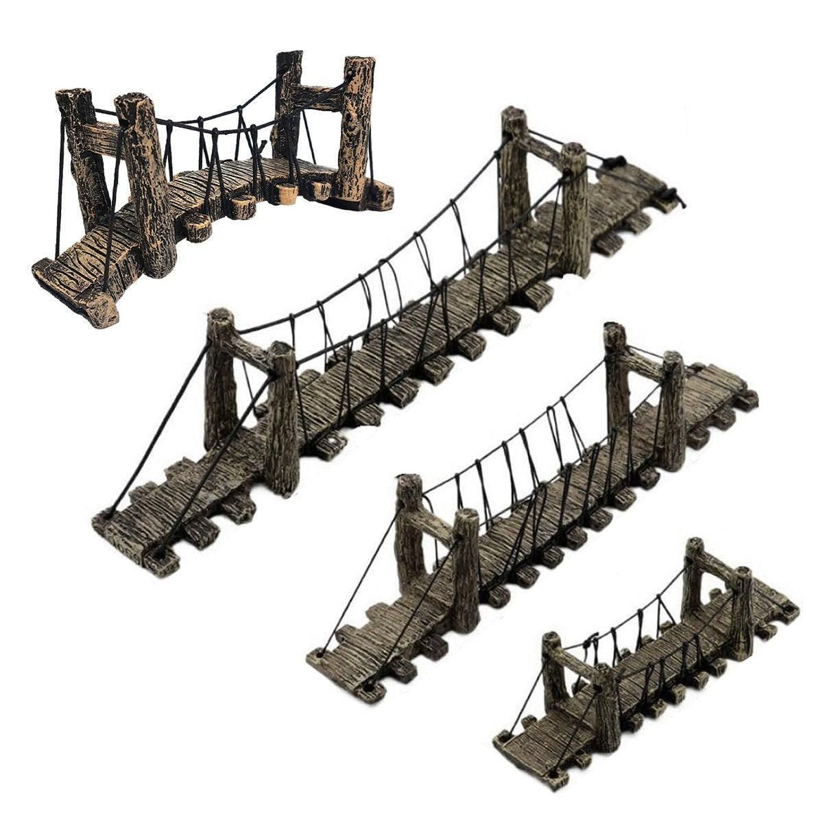 Resin Bridge Aquarium Decoration Fish Tank Accessories Shrimp Tortoise Climbing - Bent Rope Bridge-S V528-BRIDGE-BENT-S-216267