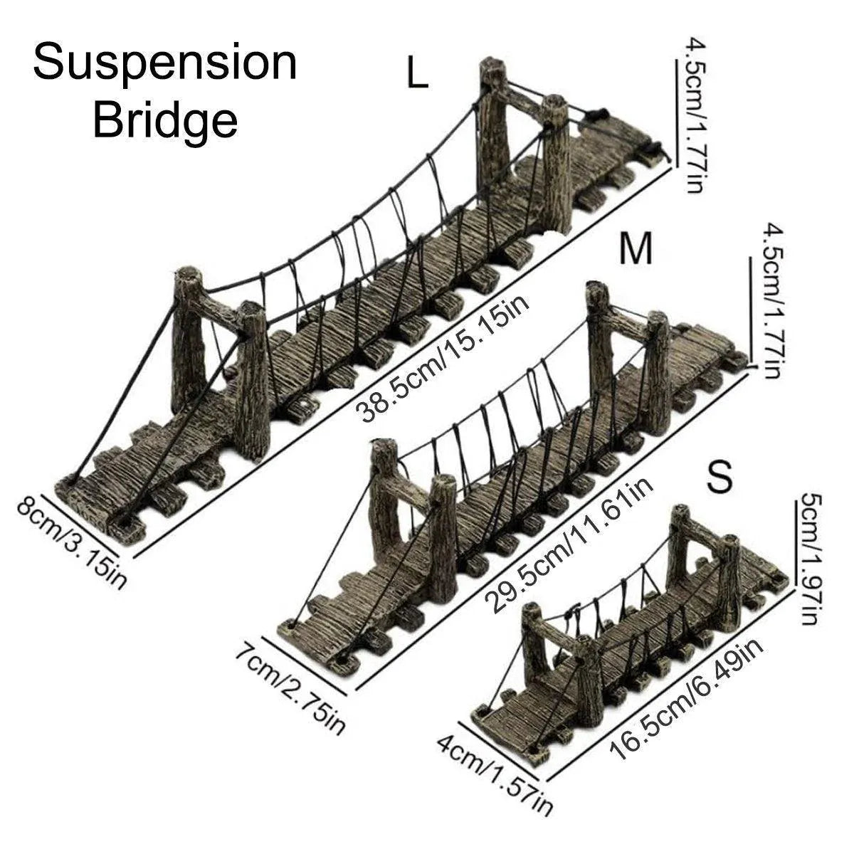 Resin Bridge Aquarium Decoration Fish Tank Accessories Shrimp Tortoise Climbing - Bent Rope Bridge-S V528-BRIDGE-BENT-S-216267