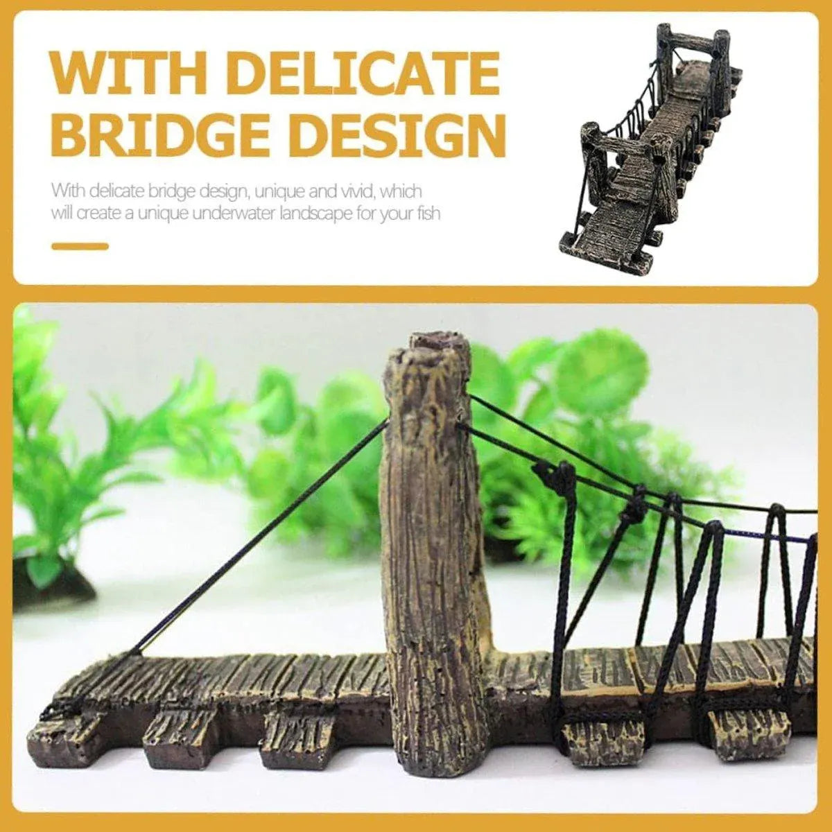 Resin Bridge Aquarium Decoration Fish Tank Accessories Shrimp Tortoise Climbing - Bent Rope Bridge-S V528-BRIDGE-BENT-S-216267