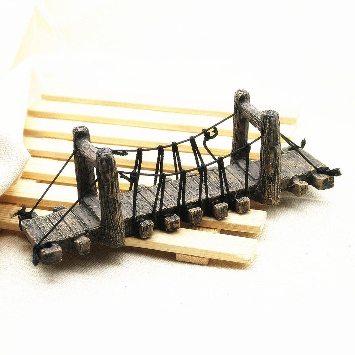 Resin Bridge Aquarium Decoration Fish Tank Accessories Shrimp Tortoise Climbing - Bent Rope Bridge-S V528-BRIDGE-BENT-S-216267