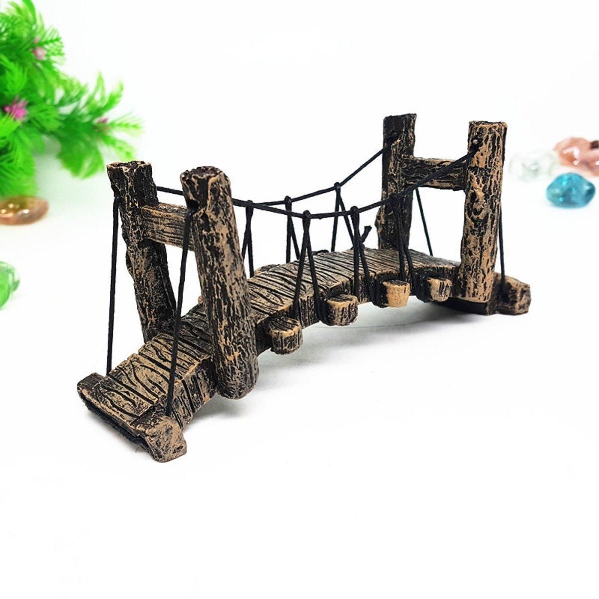 Resin Bridge Aquarium Decoration Fish Tank Accessories Shrimp Tortoise Climbing - Bent Rope Bridge-S V528-BRIDGE-BENT-S-216267