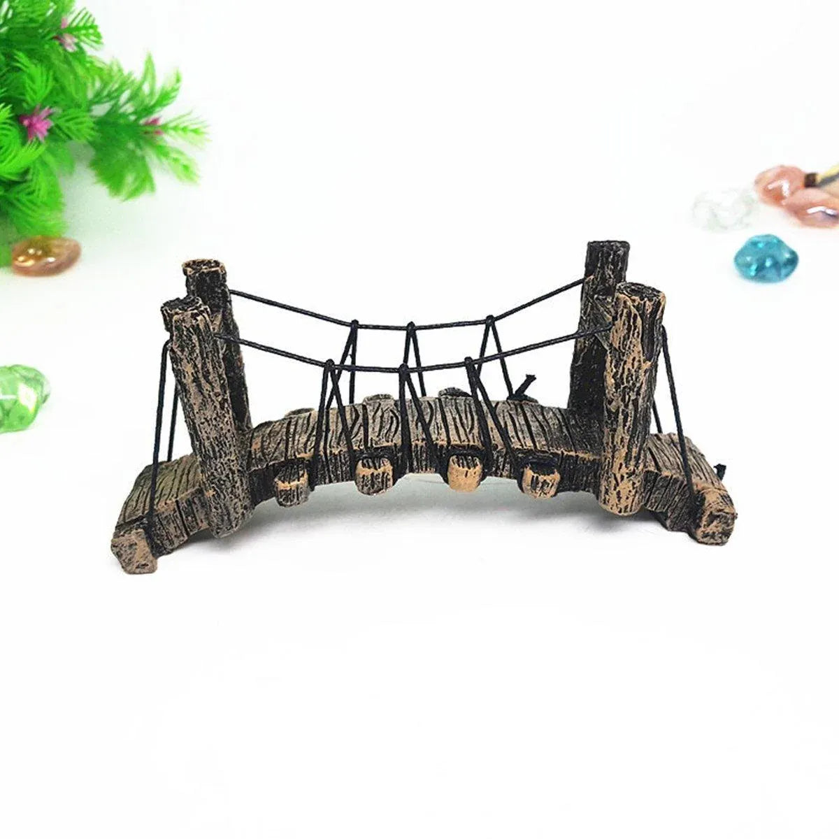 Resin Bridge Aquarium Decoration Fish Tank Accessories Shrimp Tortoise Climbing - Bent Rope Bridge-S V528-BRIDGE-BENT-S-216267