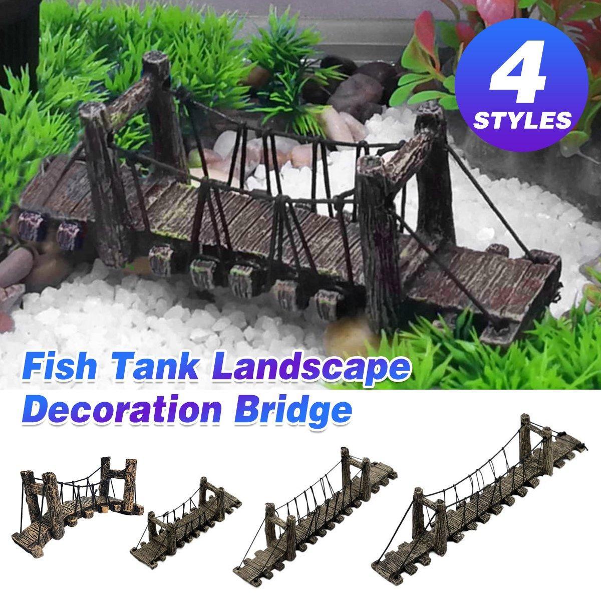 Resin Bridge Aquarium Decoration Fish Tank Accessories Shrimp Tortoise Climbing - Suspension Bridge-L V528-BRIDGE-STRAIGHT-L-830266