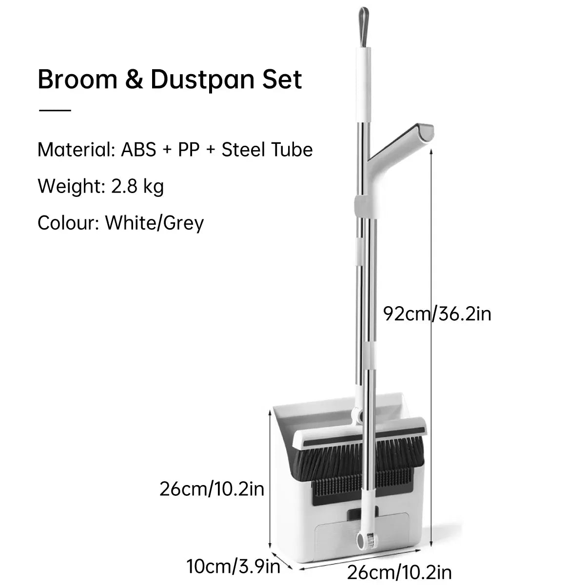 3 in1 Broom Set for Winnowing Brushing Handheld Cleaning Tool Home Kitchen Floor - Grey V528-BROOM-GREY-297531