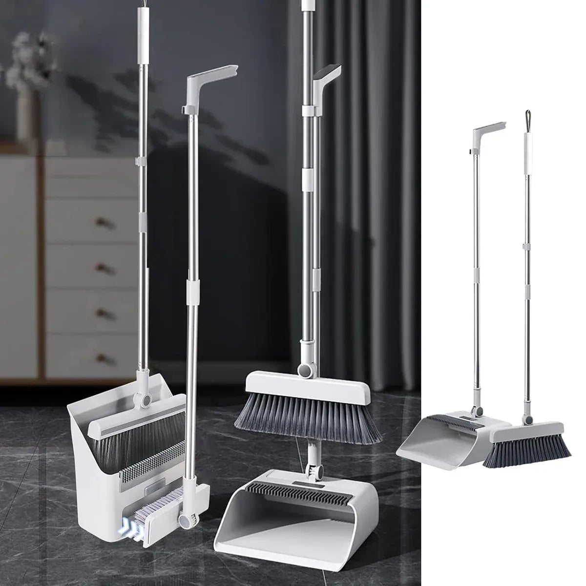 3 in1 Broom Set for Winnowing Brushing Handheld Cleaning Tool Home Kitchen Floor - White V528-BROOM-WHITE-332827