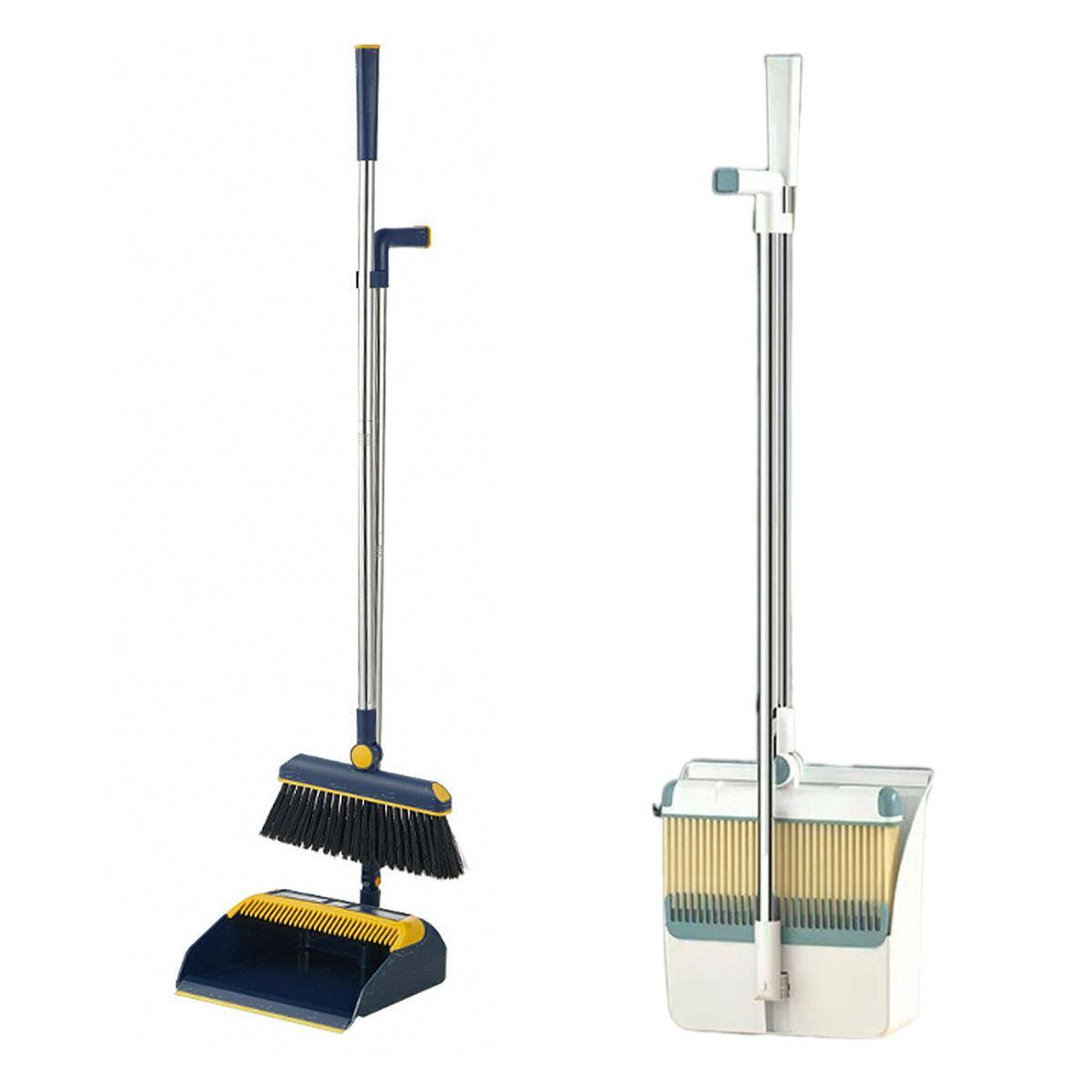 Folding Broom Dustpan Set Rotating Household Sweeping Hair Removal Cleaning Tool - White V528-BROOM-WHITE-382222