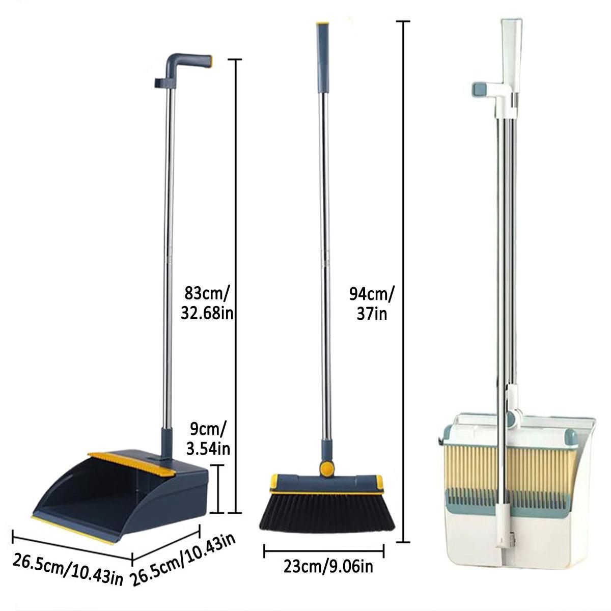 Folding Broom Dustpan Set Rotating Household Sweeping Hair Removal Cleaning Tool - White V528-BROOM-WHITE-382222