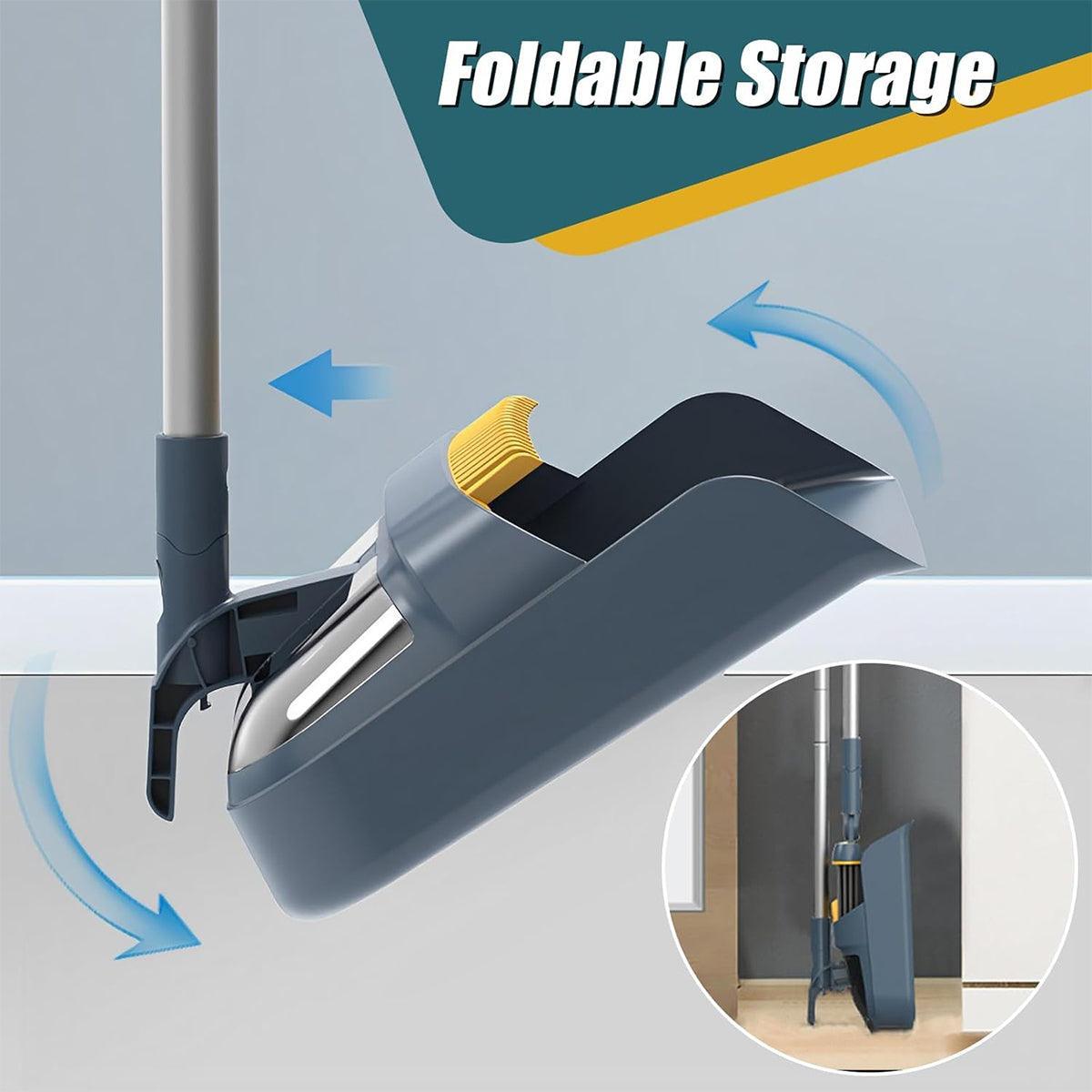 Folding Broom Dustpan Set Rotating Household Sweeping Hair Removal Cleaning Tool - White V528-BROOM-WHITE-382222