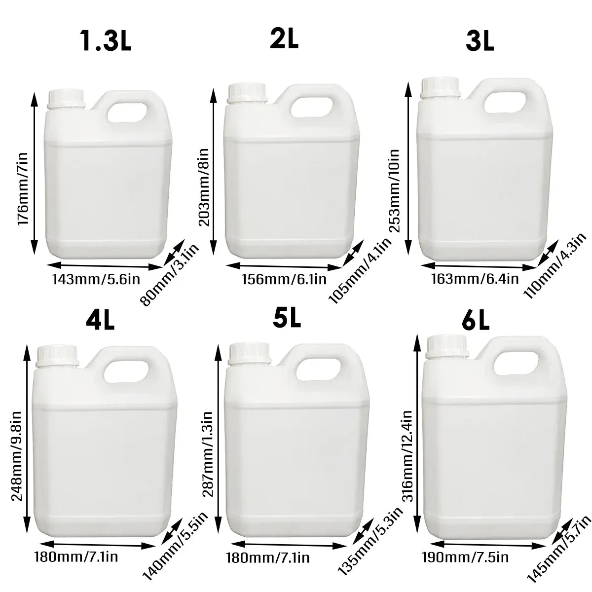 Plastic Square Bucket Storage Container Flat Square Pots 6 Sizes for Home Garden - 2L