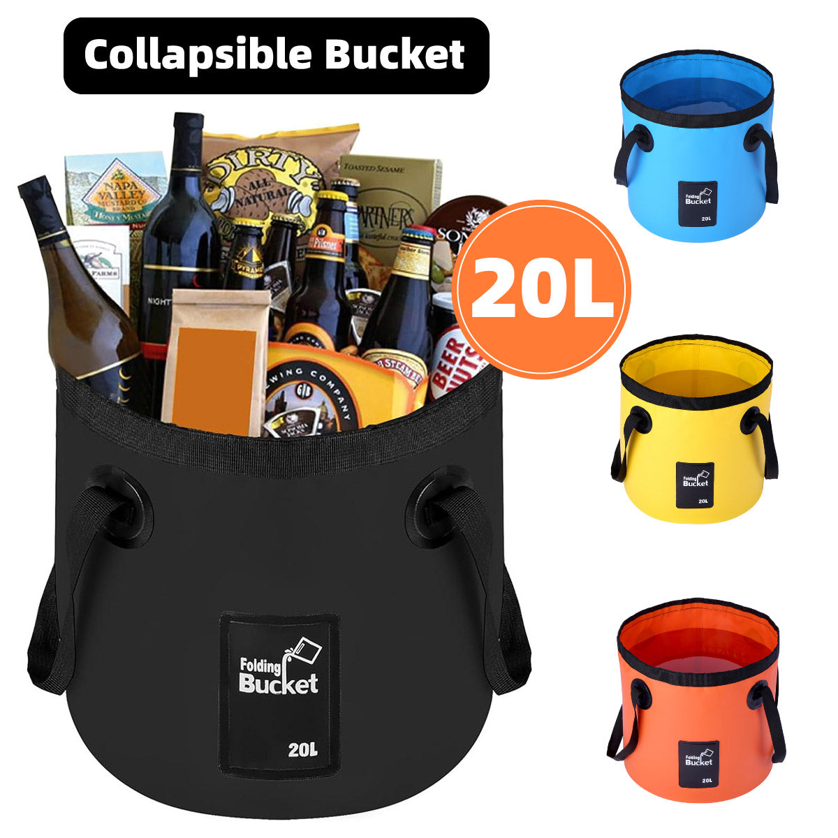 20L Portable Folding Bucket Water Container Camping Hiking Fishing Water Storage - Blue V528-BUCKET-20L-BLUE-201246