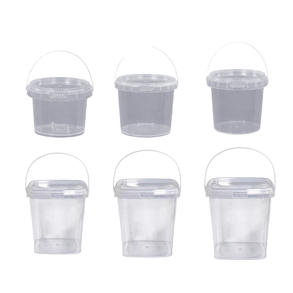 20pcs Plastic Round Bucket with Lid Transparent Portable Storage Gift Container - Round 1000ml V528-BUCKET-20PCS-1L-898855
