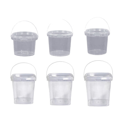 20pcs Plastic Round Bucket with Lid Transparent Portable Storage Gift Container - Round 1000ml V528-BUCKET-20PCS-1L-898855