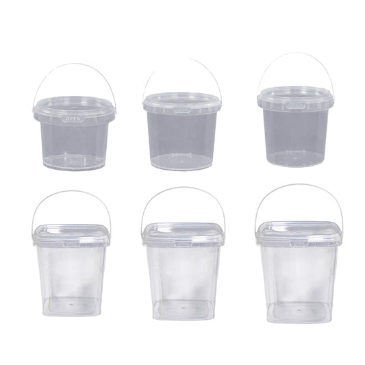 20pcs Plastic Round Bucket with Lid Transparent Portable Storage Gift Container - Round 1000ml V528-BUCKET-20PCS-1L-898855