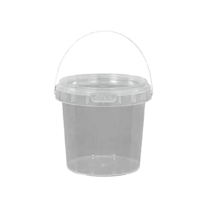 20pcs Plastic Round Bucket with Lid Transparent Portable Storage Gift Container - Round 1000ml V528-BUCKET-20PCS-1L-898855