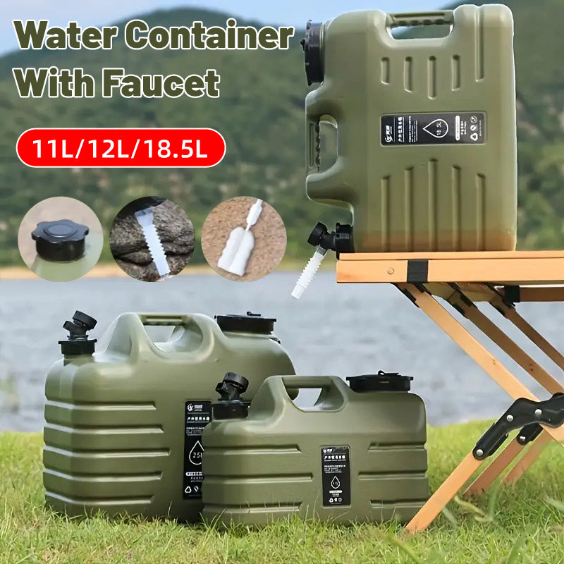Outdoor Camping Water Storage Bucket with Faucet Portable Square Drinking Tank - 12L V528-BUCKET-ARMY-GREEN-12L-537751