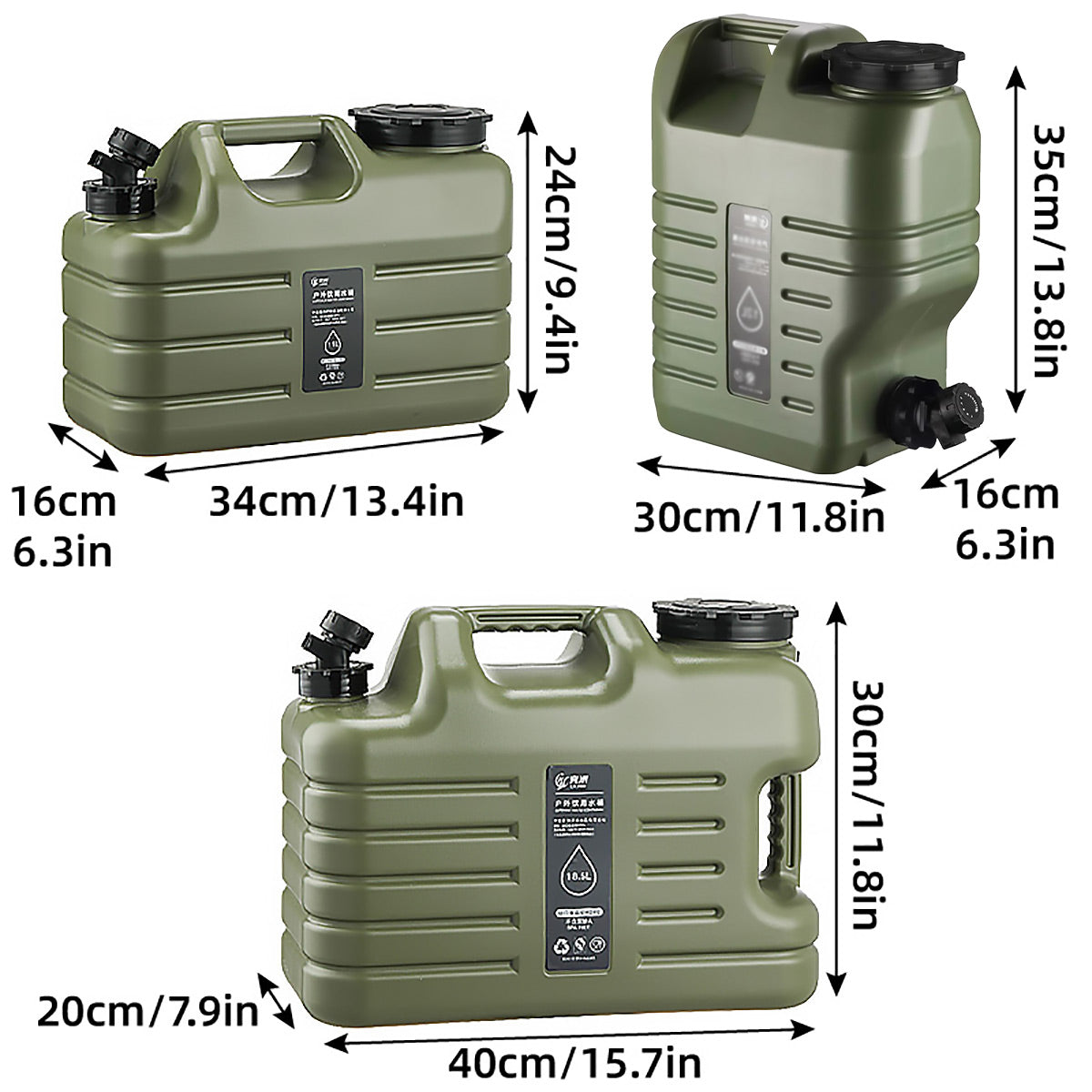 Outdoor Camping Water Storage Bucket with Faucet Portable Square Drinking Tank - 18L V528-BUCKET-ARMY-GREEN-18L-451908