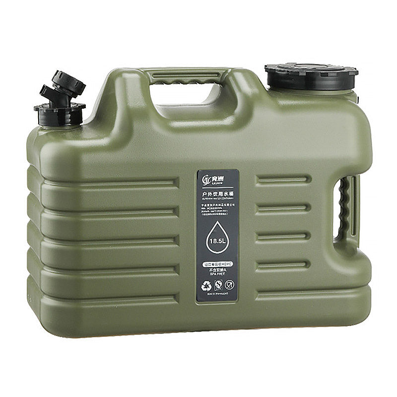 Outdoor Camping Water Storage Bucket with Faucet Portable Square Drinking Tank - 18L V528-BUCKET-ARMY-GREEN-18L-451908