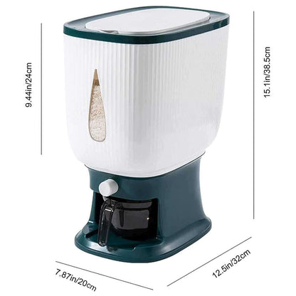 10kg Rice Storage Bucket Household Metering Rice Container Large Capacity - Green V528-BUCKET-GREEN-545118