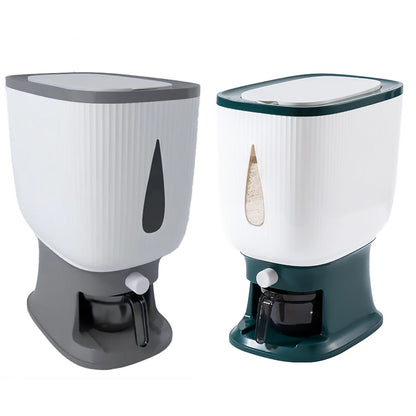 10kg Rice Storage Bucket Household Metering Rice Container Large Capacity - Grey V528-BUCKET-GREY-930420