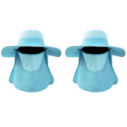 2PCS Outdoor Fisherman Hat Men Women Sun Protection Fishing Cap Bucket Hat - Navy V528-BUCKET-HAT-2PCS-NAVY-417726