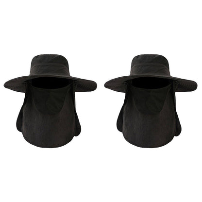 2PCS Outdoor Fisherman Hat Men Women Sun Protection Fishing Cap Bucket Hat - Navy V528-BUCKET-HAT-2PCS-NAVY-417726
