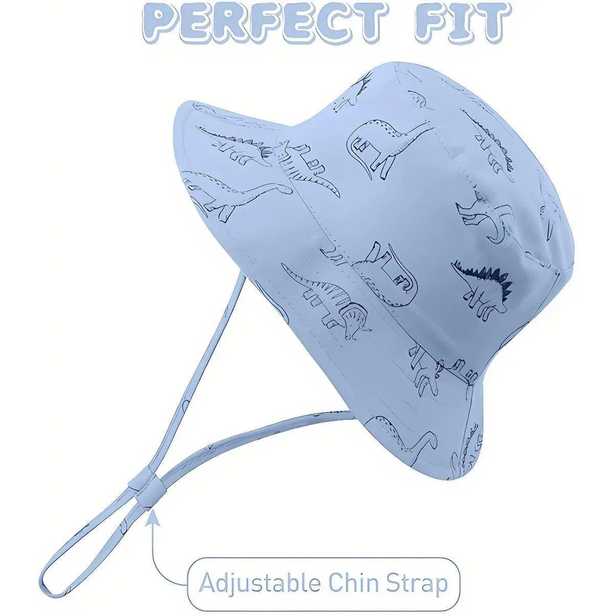 Cartoon Dinosaur Bucket Hat with Wide Brim for Summer Sun Protection - Khaki V528-BUCKET-HAT-KQ-867451