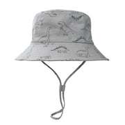 Cartoon Dinosaur Bucket Hat with Wide Brim for Summer Sun Protection - Grey V528-BUCKET-HAT-YH-581153