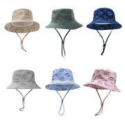 Cartoon Dinosaur Bucket Hat with Wide Brim for Summer Sun Protection - Grey V528-BUCKET-HAT-YH-581153