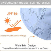 Cartoon Dinosaur Bucket Hat with Wide Brim for Summer Sun Protection - Grey V528-BUCKET-HAT-YH-581153