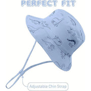 Cartoon Dinosaur Bucket Hat with Wide Brim for Summer Sun Protection - Grey V528-BUCKET-HAT-YH-581153