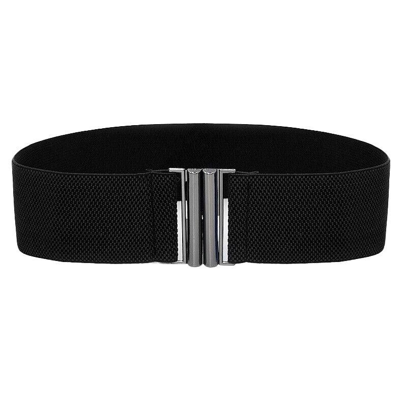 Women Elastic Waist Belt Stretch Cinch Wide Band with Metal Buckle for Dress 3Colours - Brown V528-BUCKLECINCH-BROWN-909874