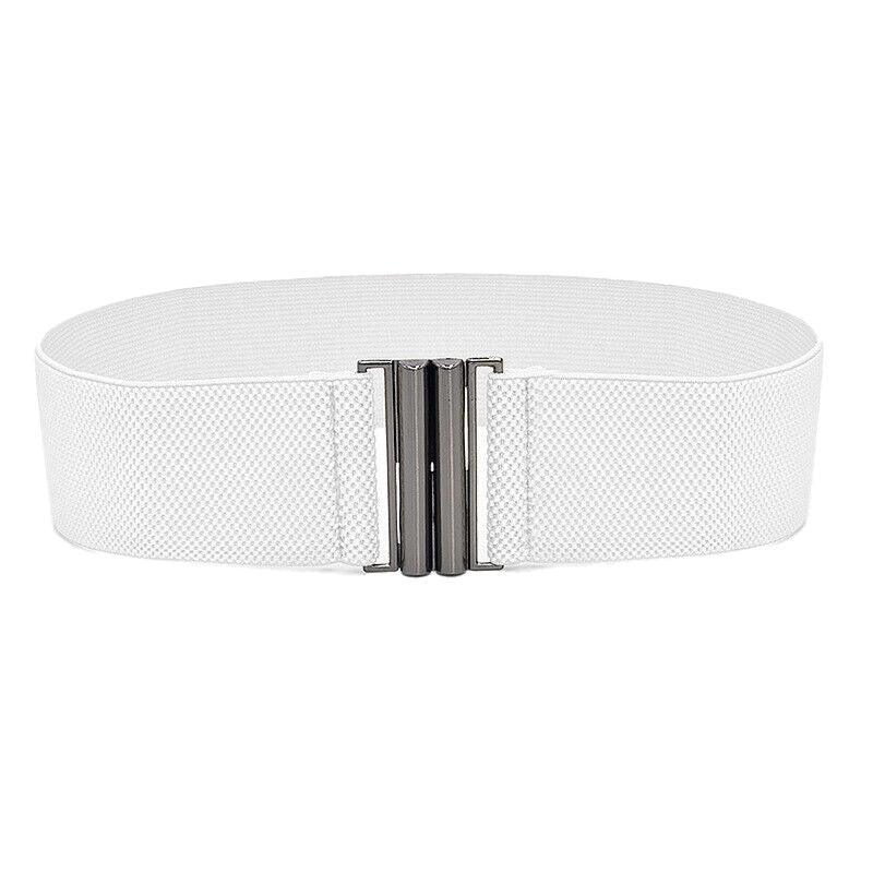 Women Elastic Waist Belt Stretch Cinch Wide Band with Metal Buckle for Dress 3Colours - Brown V528-BUCKLECINCH-BROWN-909874