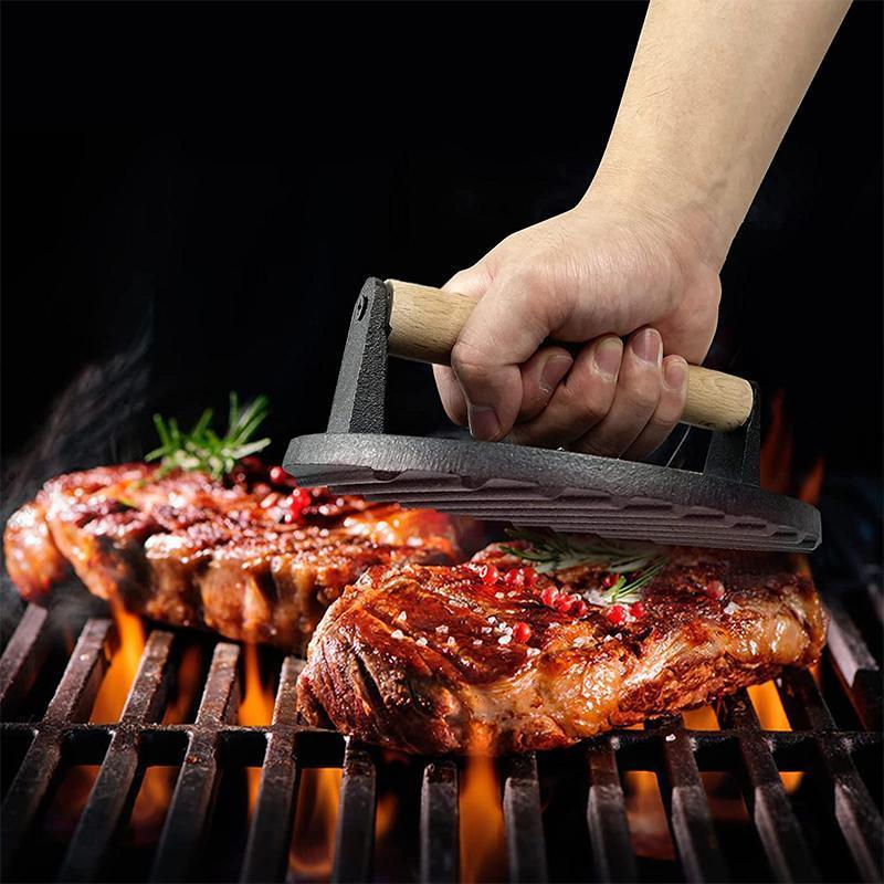 Cast Iron Burger Press Making Hamburger Steak Meat Smasher Utensils Grill BBQ V528-BURGERPRESSMAKING-980080