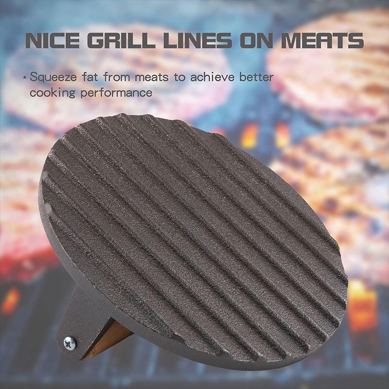 Cast Iron Burger Press Making Hamburger Steak Meat Smasher Utensils Grill BBQ V528-BURGERPRESSMAKING-980080