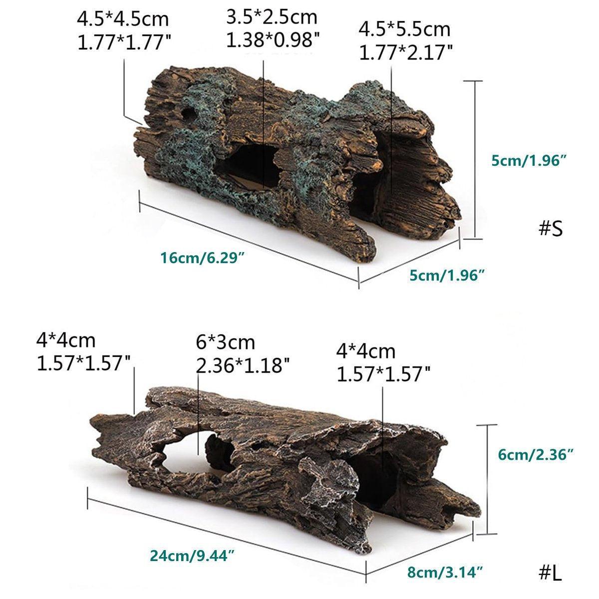 Tree Log Hide Ornament Trunk Tunnel Fish Reptile Tank Resin Aquarium Decoration - Large