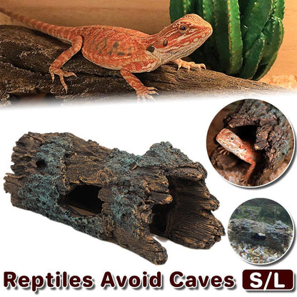 Tree Log Hide Ornament Trunk Tunnel Fish Reptile Tank Resin Aquarium Decoration - Small V528-BURROWING-S-894523