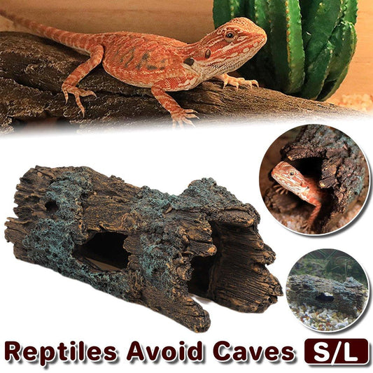 Tree Log Hide Ornament Trunk Tunnel Fish Reptile Tank Resin Aquarium Decoration - Small V528-BURROWING-S-894523