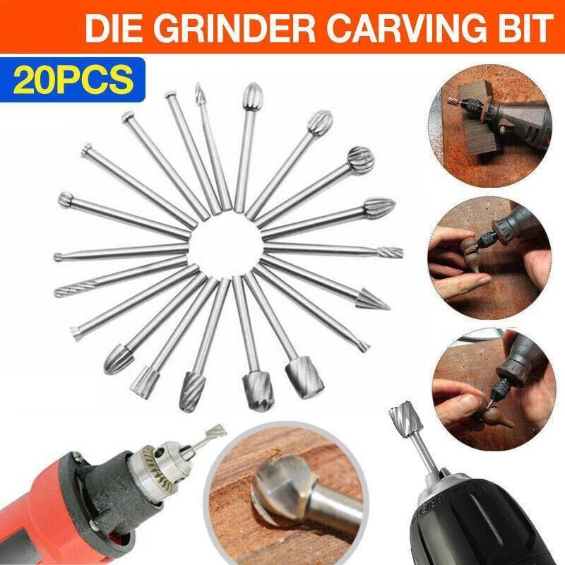 20Pcs Tungsten Steel Solid Carbide Burrs For Dremel Rotary Tool Bit Accessories V528-BURRSBIT-695527