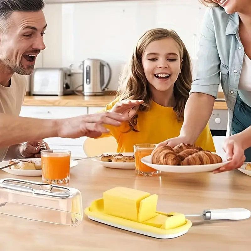 Square Butter Box with Knife Cheese Storage Container Cutting Tray for Kitchen V528-BUTTER-BOX-926427