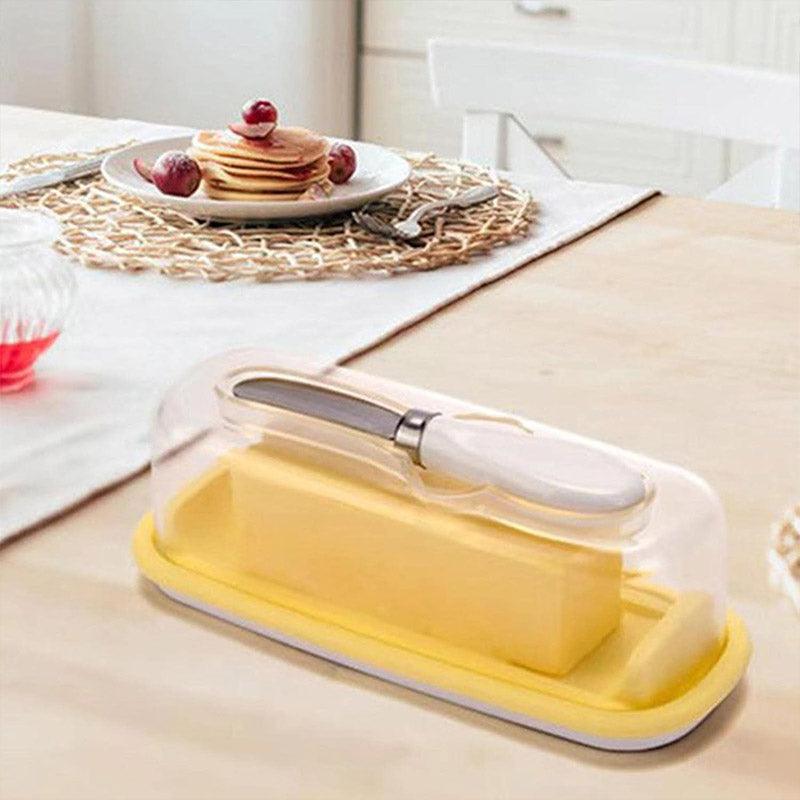 Square Butter Box with Knife Cheese Storage Container Cutting Tray for Kitchen V528-BUTTER-BOX-926427