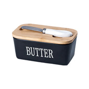 Butter Box with Knife Rectangular Cheese Container with Wooden Lid for Kitchen - Black V528-BUTTER-BOX-BLACK-627942